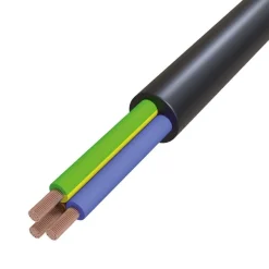 Schlauchleitung 3x1 H07RN-F 3G1 schwarz, Eca, rund, Aderkennzeichnung: Farbe
