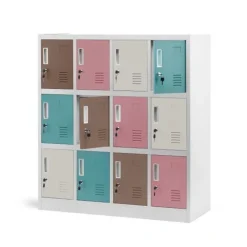 Schließfachschrank Werfachschrank Umkleideschrank 12 Fächern Metall 120x110x45 cm