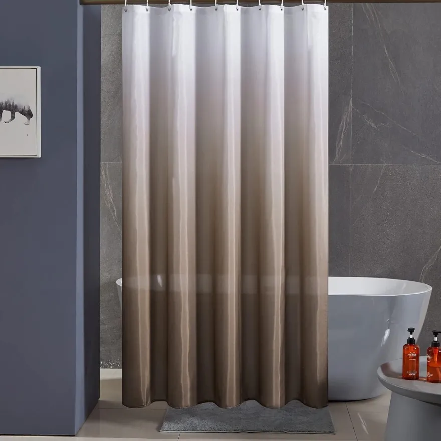 Schmaler Duschvorhang für Eck Dusche Badewanne Textil Polyester Gradient Taupe