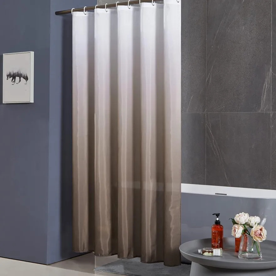 Schmaler Duschvorhang für Eck Dusche Badewanne Textil Polyester Gradient Taupe