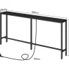 Schmaler Konsolentisch mit USB-Ladestation, 160 cm, Schwarz - Wohnzimmer Flur