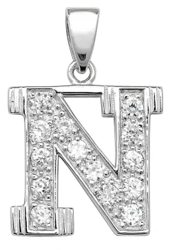Schöner 925 Sterling Silber Buchstaben / Initiale Damen - Anhänger mit Zirkonia