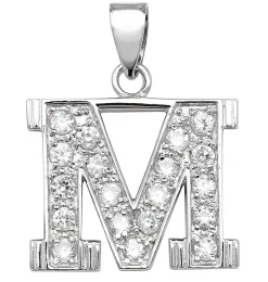Schöner 925 Sterling Silber Buchstaben / Initiale Damen - Anhänger mit Zirkonia
