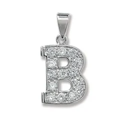 Schöner 925 Sterling Silber Buchstaben / Initiale Damen - Anhänger mit Zirkonia