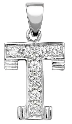 Schöner 925 Sterling Silber Buchstaben / Initiale Damen - Anhänger mit Zirkonia
