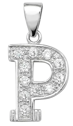 Schöner 925 Sterling Silber Buchstaben / Initiale Damen - Anhänger mit Zirkonia