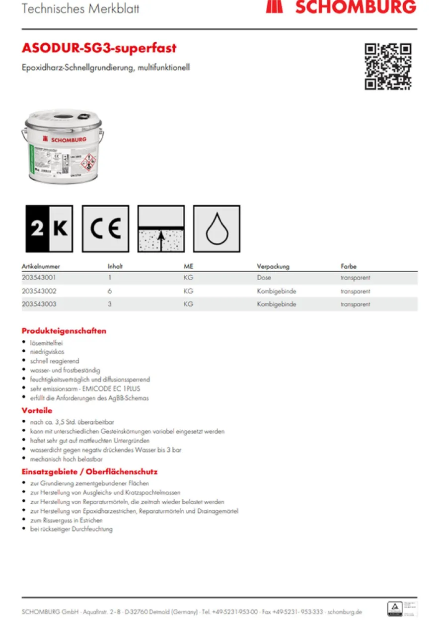 Schomburg ASODUR-SG3-superfast Epoxidharz-Schnellgrundierung Epoxidharzestrich