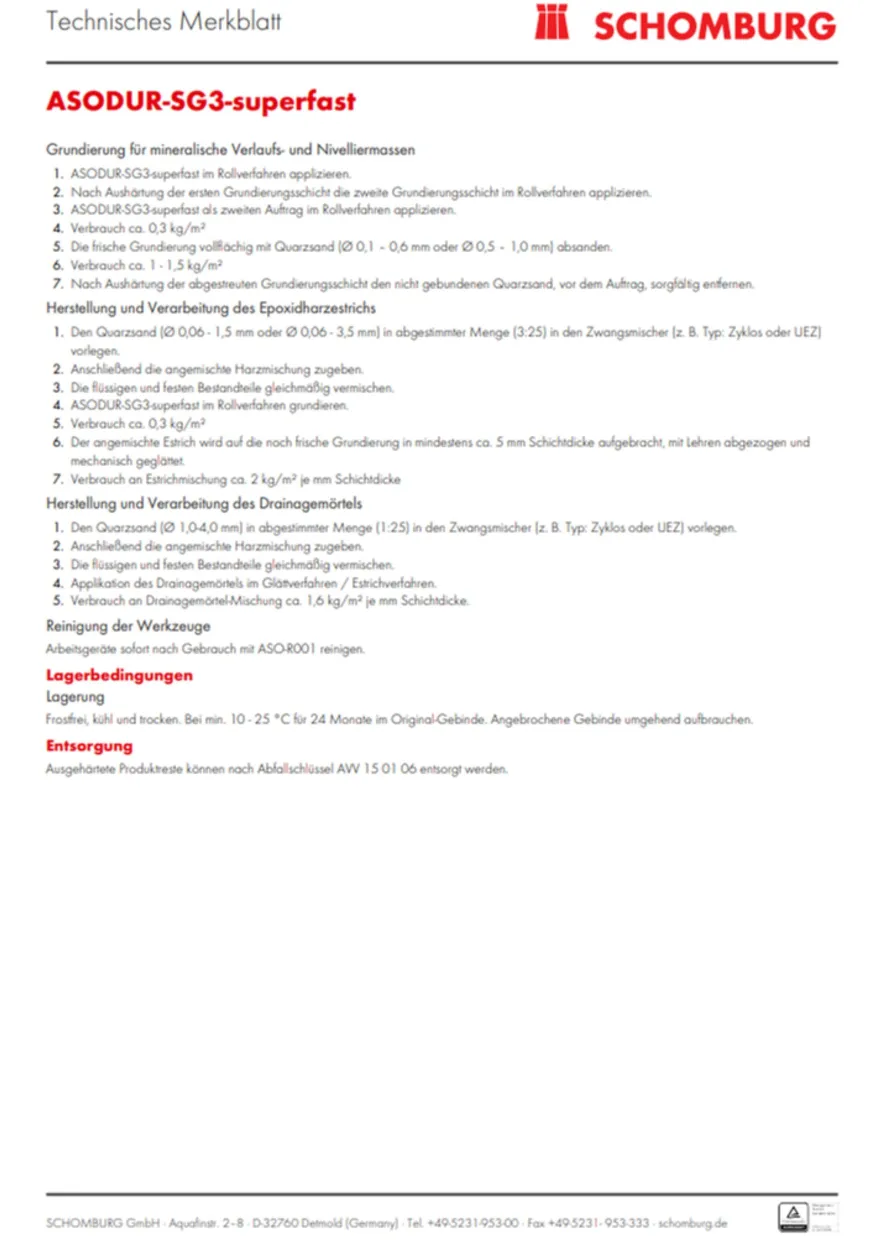 Schomburg ASODUR-SG3-superfast Epoxidharz-Schnellgrundierung Epoxidharzestrich