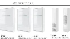 Schrankbett Wandbett Klappbett vertikal CP278 120x200 weiß hochglanz mit 2 Regalen