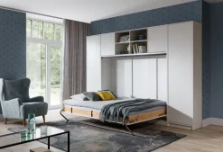 Schrankbett Wandklappbett horizontal HB 90/120/140 x 200 mit Aufsatz & 2 Schränken