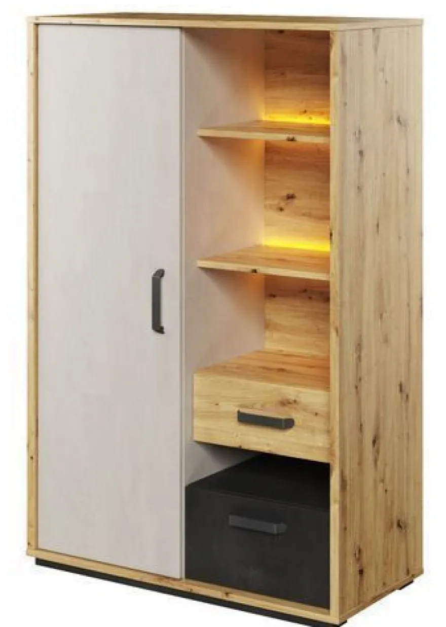 Schrank Qubic QB-05 Jugendzimmerschrank Kommode Hochschrank LED