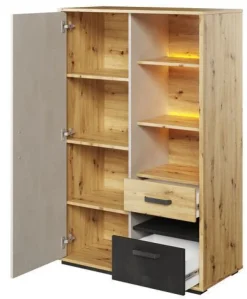 Schrank Qubic QB-05 Jugendzimmerschrank Kommode Hochschrank LED