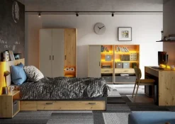 Schrank Qubic QB-05 Jugendzimmerschrank Kommode Hochschrank LED