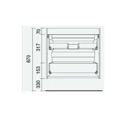 Schrank wandhängend Fussion LINE 700 TIEFE 40 2 Schubladen mit Softeinzug Black Velve