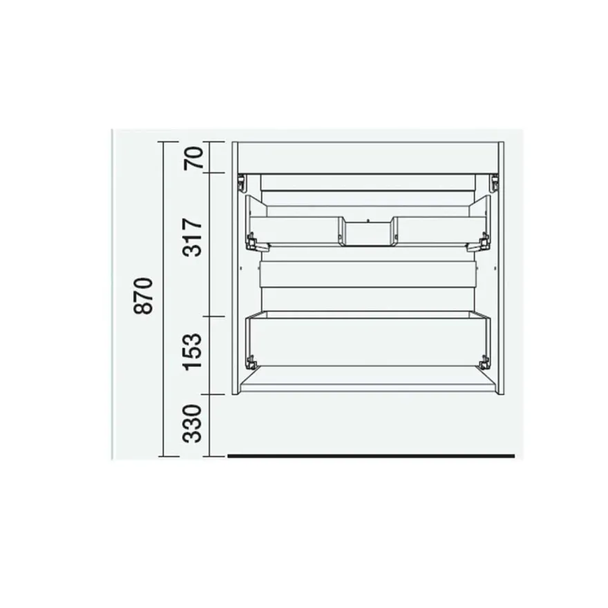 Schrank wandhängend Fussion LINE 700 TIEFE 40 2 Schubladen mit Softeinzug Black Velve