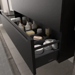 Schrank wandhängend Monterrey 700 2 Metallauszug mit Softeinzug BLACK VELVET 697 x 54