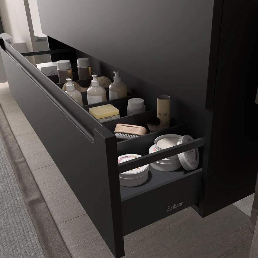 Schrank wandhängend Monterrey 700 2 Metallauszug mit Softeinzug BLACK VELVET 697 x 54