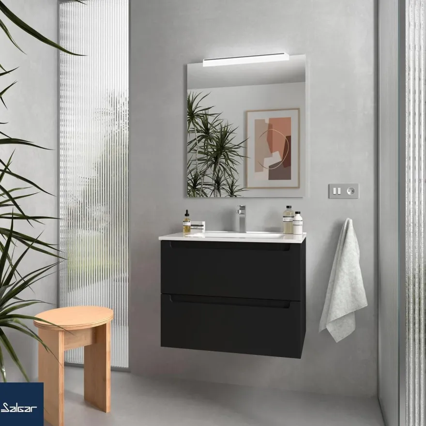 Schrank wandhängend Monterrey 700 2 Metallauszug mit Softeinzug BLACK VELVET 697 x 54