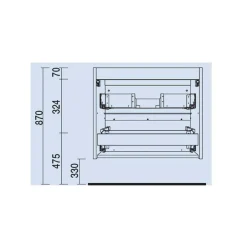 Schrank wandhängend SPIRIT 1200 2 Metallauszug mit Softeinzug WEIß Glänzend 1194 x 54