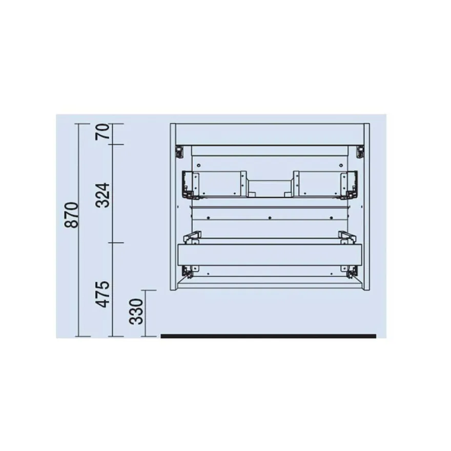 Schrank wandhängend SPIRIT 1200 2 Metallauszug mit Softeinzug WEIß Glänzend 1194 x 54