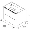 Schrank wandhängend UNIIQ 800 2 Schubladen mit Softeinzug MATT WEIß 797 x 540 x 450 m