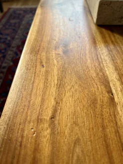 Schreibtisch TARN Akazie Massivholz Baumkante Homeoffice Trapezbeine 120-200 cm
