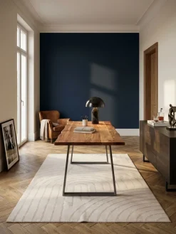 Schreibtisch TARN Akazie Massivholz Baumkante Homeoffice Trapezbeine 120-200 cm