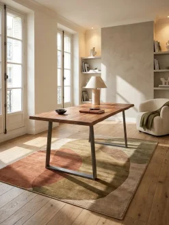 Schreibtisch TARN Akazie Massivholz Baumkante Homeoffice Trapezbeine 120-200 cm