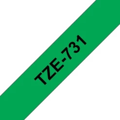 Schriftband TZe-731 (lam.) Schwarz auf Grün BxL 12mm x 8m