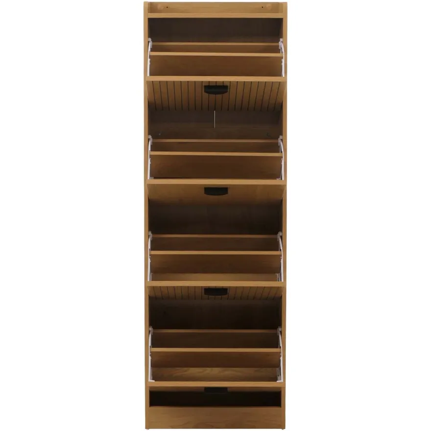Schuhschrank HWC-O39, Schuhkipper Schuhregal 4 Klappen, MDF Melamin 148x50x24cm