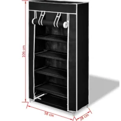 Schuhschrank Schuhregal Schuhablage 5 Schicht 58 x 28 x 106 cm Schwarz