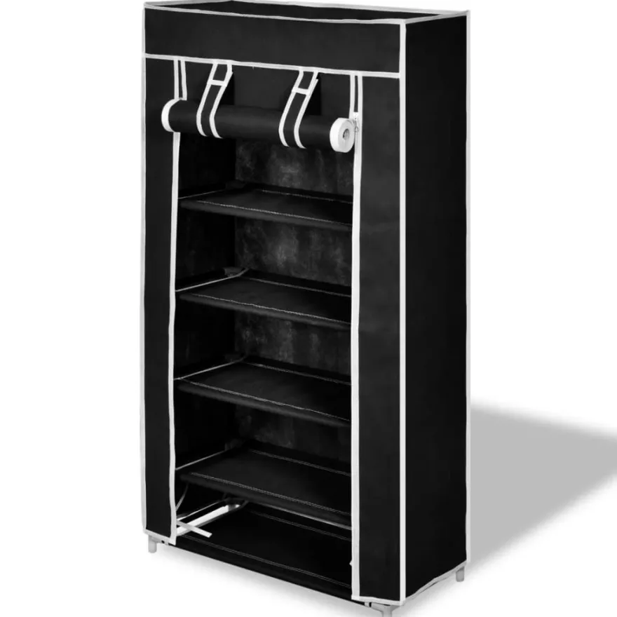 Schuhschrank Schuhregal Schuhablage 5 Schicht 58 x 28 x 106 cm Schwarz