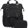 Schulrucksack Damen Mädchen Teenager 15,6 Zoll Laptop Wasserfest Schwarz