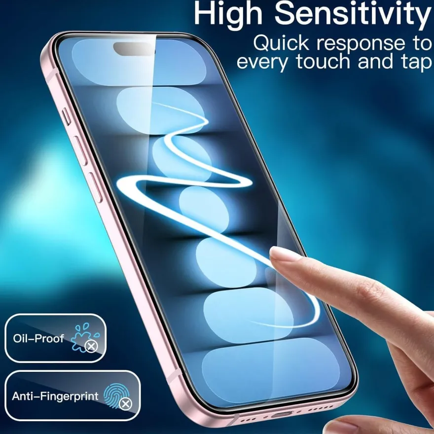 Schutzfolie für iPhone 15 6,1 Zoll Displayschutz 9H Glas Folie HD Klar 3 Stück