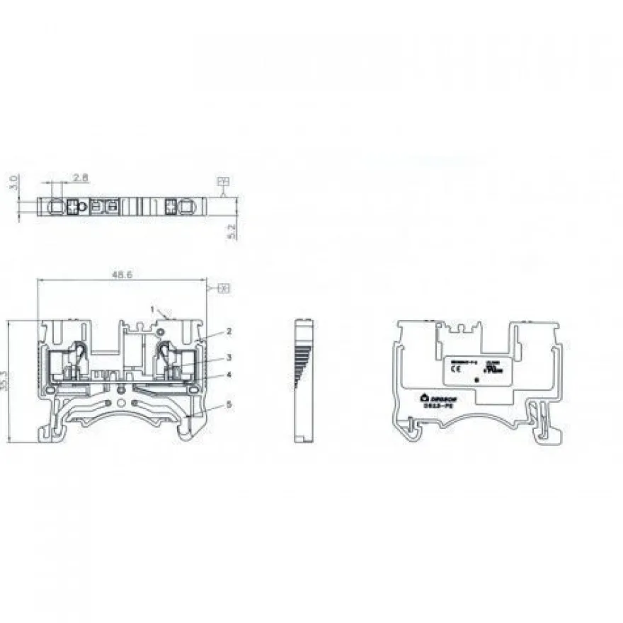 Schutzleiter-Reihenklemme 2.5mm2 gelb-grün Erdungsklemme UL 3862