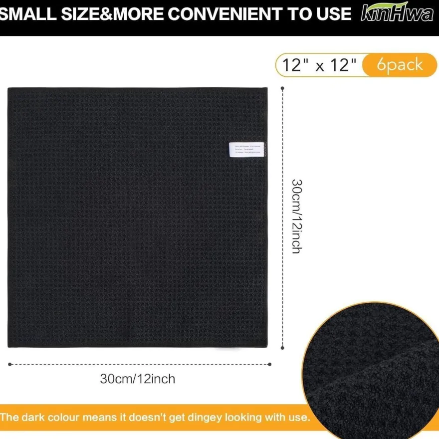 Schwarze Mikrofaser Spültücher 30x30cm - 10er Set fusselfrei & saugfähig