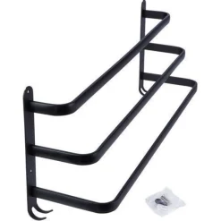 Schwarzer Handtuchhalter aus Aluminium, 60 cm