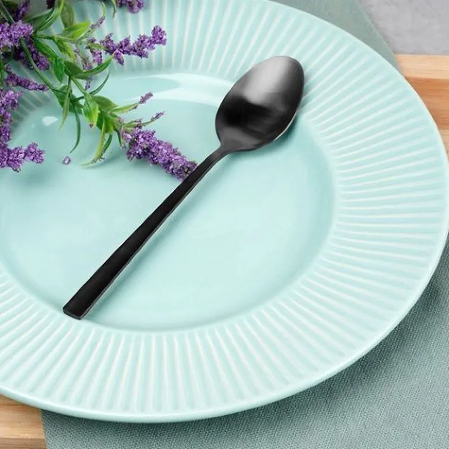 Schwarze Teelöffel aus Stahl, 4 Stück