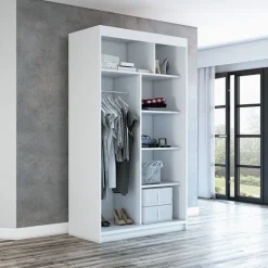Schwebetürenschrank, 2-türig Schrank mit Spiegel- NIKO 120 cm
