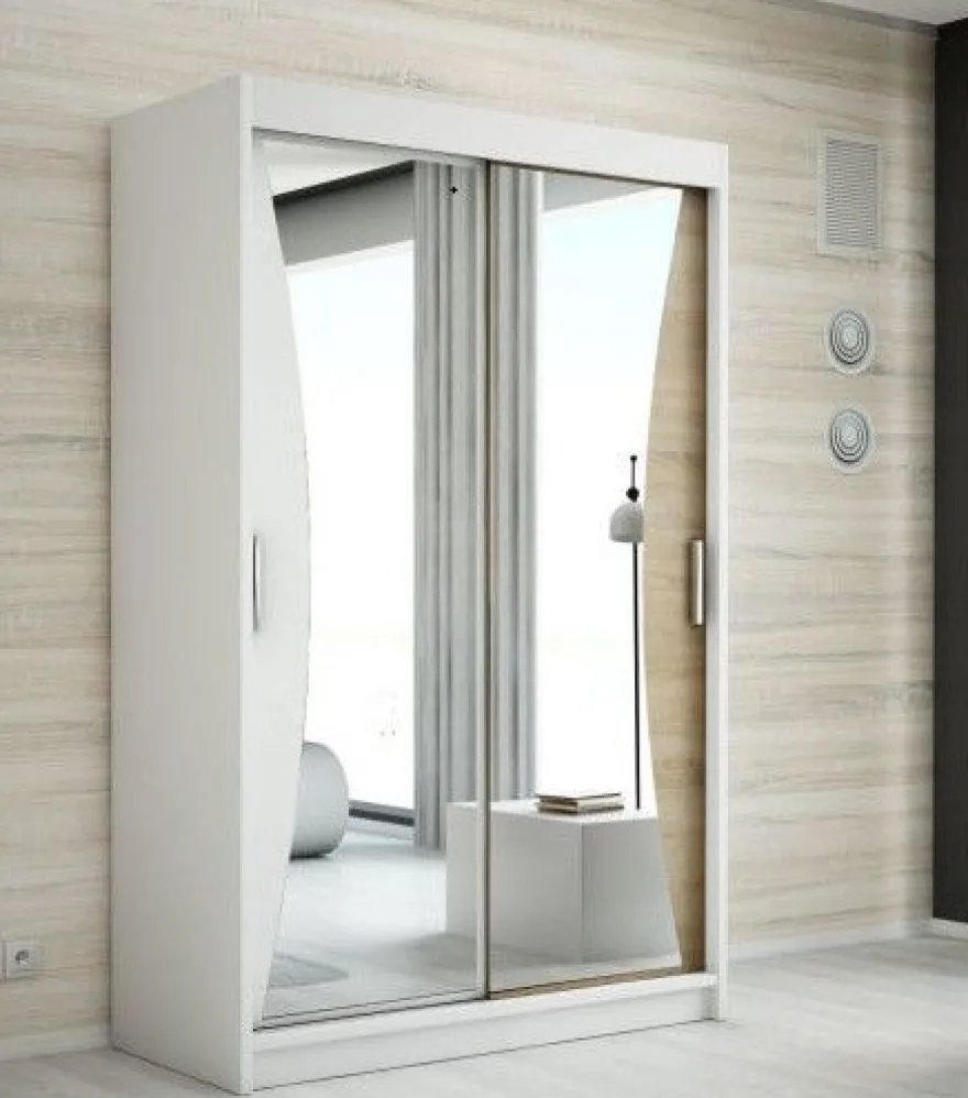 Schwebetürenschrank, 2-türig Schrank mit Spiegel- NIKO 120 cm