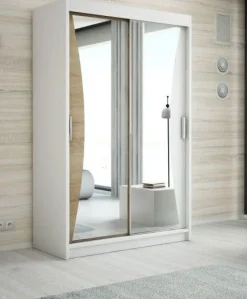 Schwebetürenschrank, 2-türig Schrank mit Spiegel- NIKO 120 cm