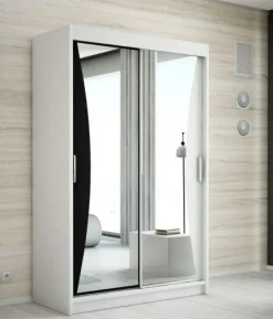 Schwebetürenschrank, 2-türig Schrank mit Spiegel- NIKO 120 cm