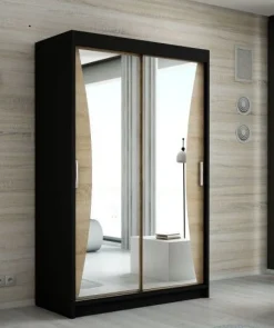 Schwebetürenschrank, 2-türig Schrank mit Spiegel- NIKO 120 cm