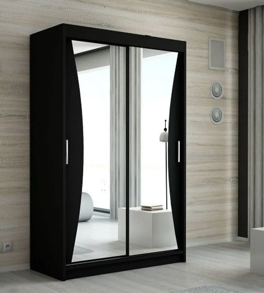 Schwebetürenschrank, 2-türig Schrank mit Spiegel- NIKO 120 cm