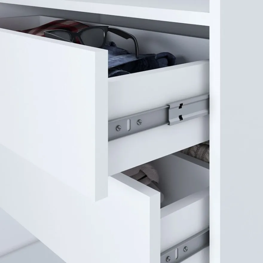 Schwebetürenschrank, 3-türig Schrank 200 cm mit 4 Schubladen, und Spiegel- Viluno 4