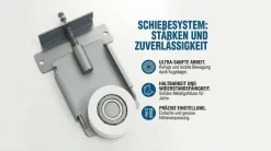 Schwebetürenschrank, 3-türig Schrank 200 cm mit 4 Schubladen, und Spiegel- Viluno 4