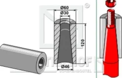 Schwerlastzinken L 820 mm Gewinde M28X1.5 Profil - Rund Ø 50 mm
