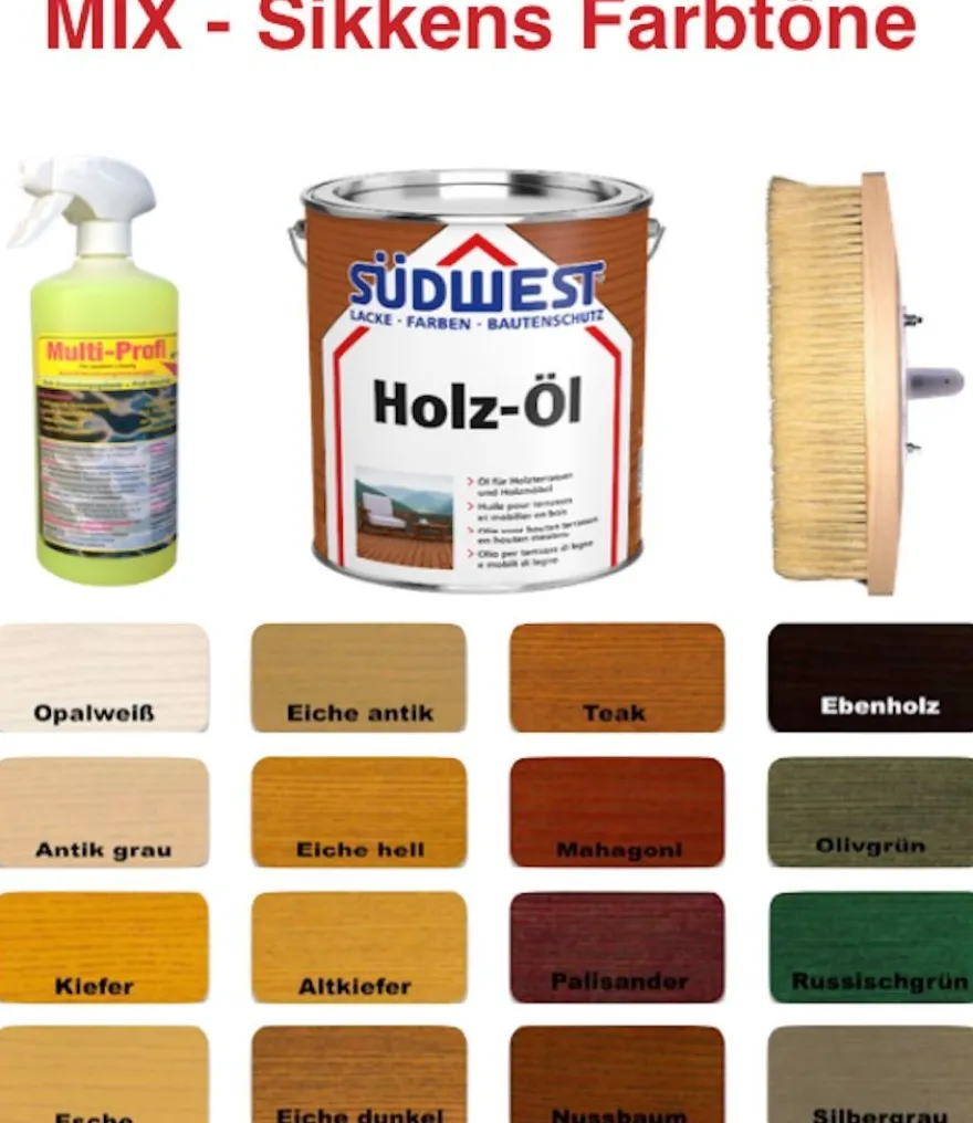 Südwest Holz-Öl - Gartenmöbel Terrassenöl UV-Schutz - MIX Farbtöne Sikkens