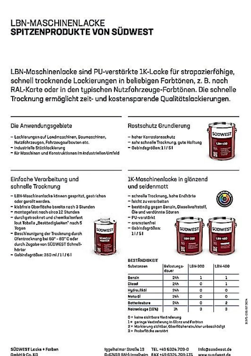 Südwest LBN Bautz - Premium-Lack für Traktor Schlepper Landmaschinen Fahrzeuge