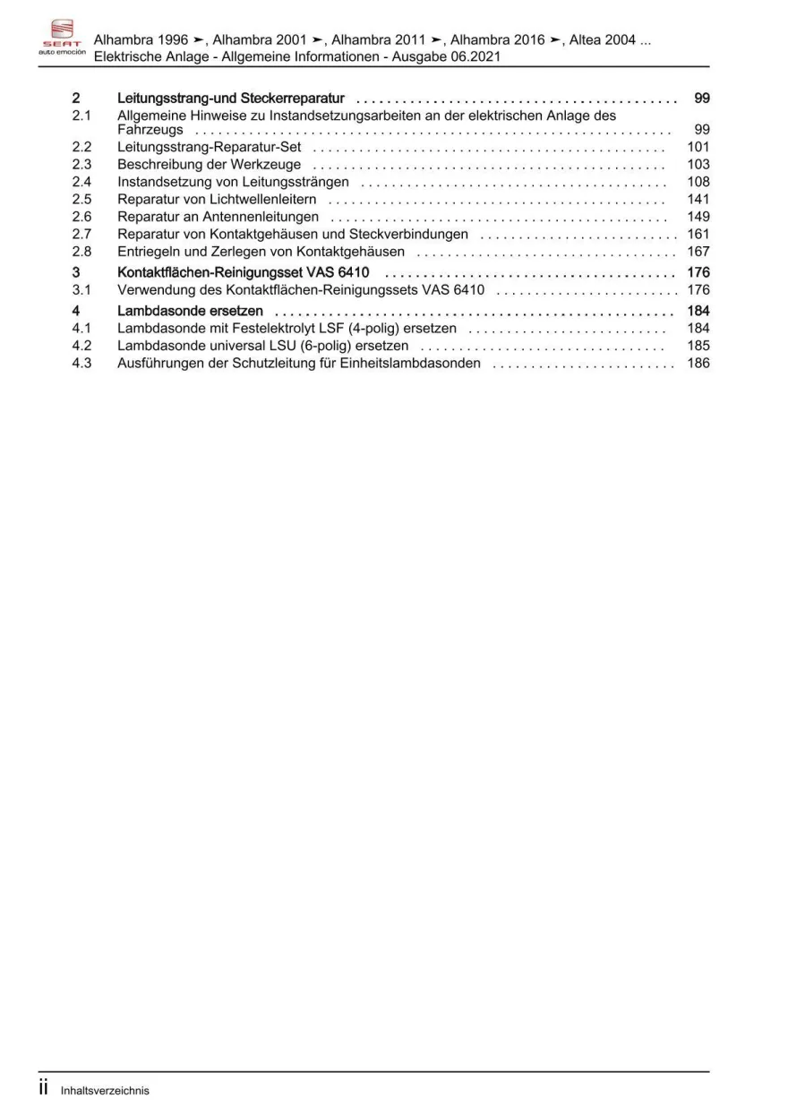 Seat Arosa 6H (97-04) Allgemeine Informationen Elektrik Reparaturanleitung eBook